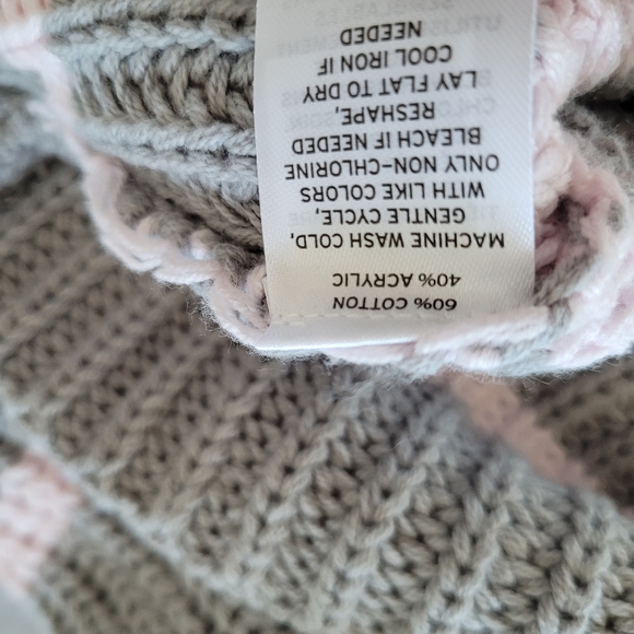 CASLON Mock-neck Grey & Pink Striped Long Sweater - Picture 8 of 9